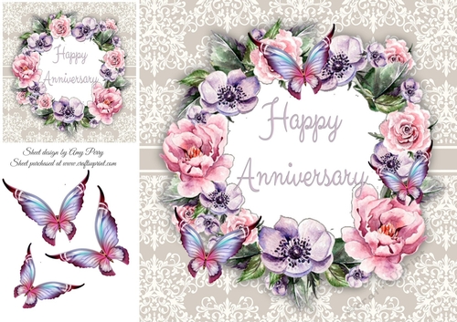 Beautiful Pink & Lilac Flowers Anniversary 8x8