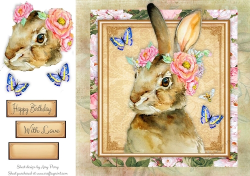 Gorgeous Water Color Rabbit 8x8