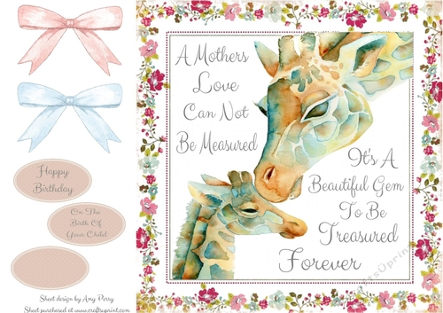 A Mothers Love Giraffe 8x8