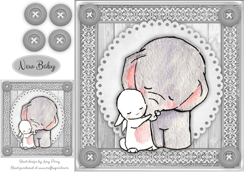 Beautiful Elephant & Friend 8x8
