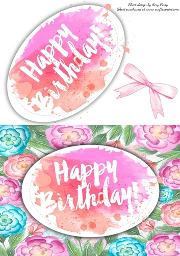 Happy Birthday Water Color 8x8