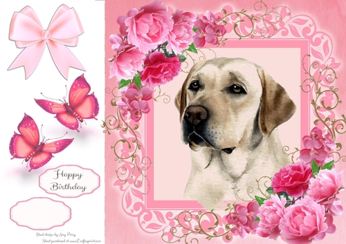 Gorgeous Labrador In Pink Roses 8x8
