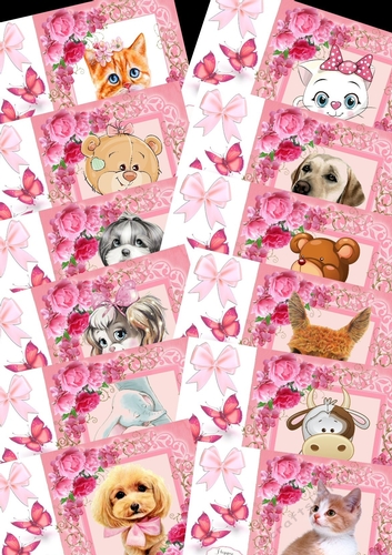 12 Animals In Pink Roses 8x8 Bumper Kit