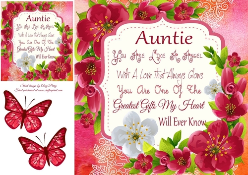 Beautiful Red & White Flowers Auntie 8x8