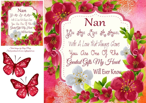 Beautiful Red & White Flowers Nan 8x8