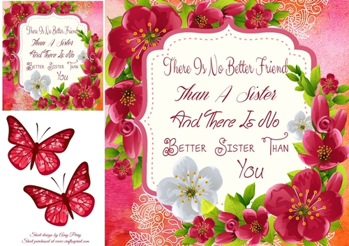 Beautiful Red & White Flowers Sister 8x8