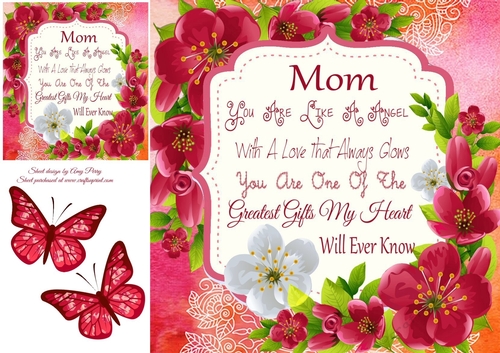 Beautiful Red & White Flowers Mom 8x8