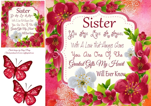 Beautiful Red & White Flowers Sister 8x8