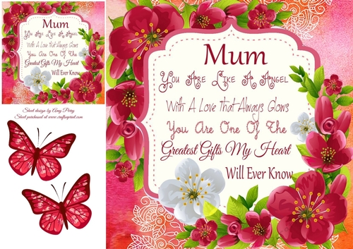 Beautiful Red & White Flowers Mum 8x8