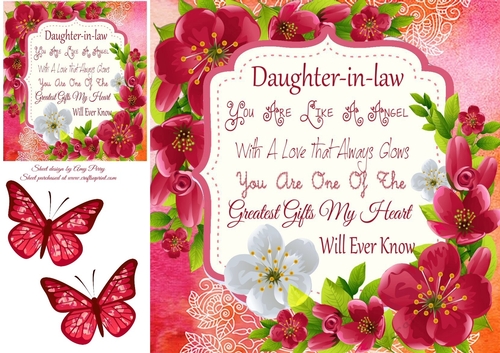 Beautiful Red & White Flowers Daughter-In-Law 8x8