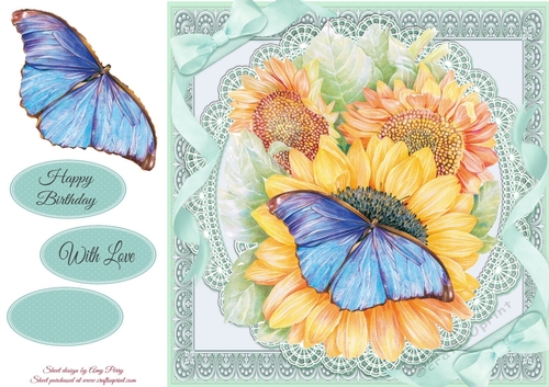 Beautiful Sunflowers With Butterflies 8x8