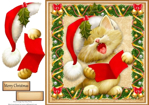 Gorgeous Singing Christmas Cat 8x8