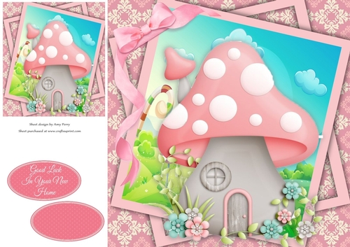 Good Luck In Your New Home Pink Toadstool 8x8