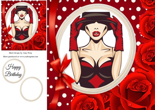 Beautiful Seductive Girl With Red Roses 8x8