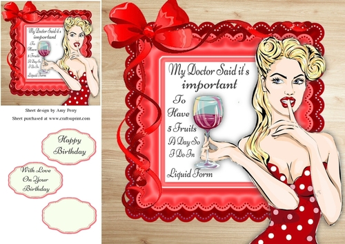5 Fruits A Day Wine Humor 8x8