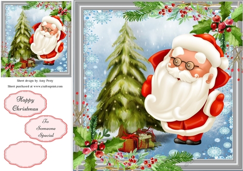 Cute Santa With Holly 8x8