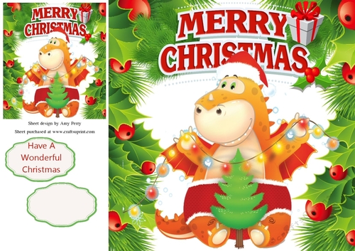 Cute Festive Dinosaur 8x8