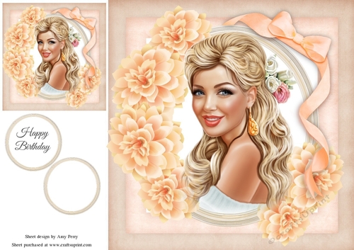 Beautiful Blonde Girl With Orange Flowers 8x8