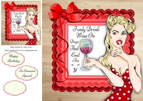 I only Drink Wine humor  8x8