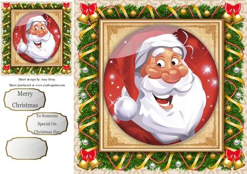 Festive Santa In a Bauble 8x8