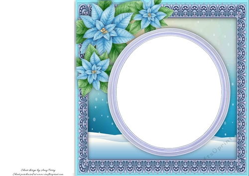 Gorgeous Blue Floral Christmas Blank Insert 8x8