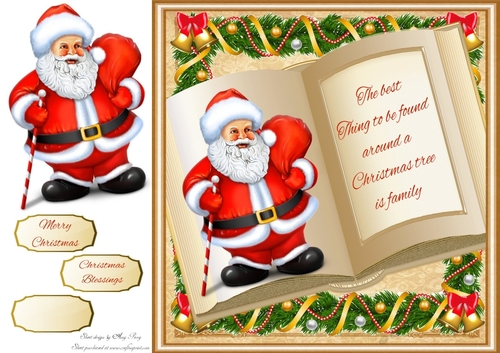 Beautiful Gold Open Book Santa 8x8