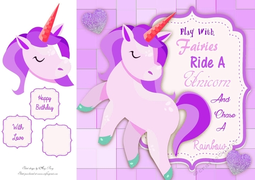 Play With Fairies Ride A Unicorn And Chase A Rainbow Purple 8x8
