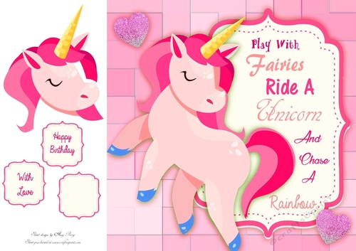 Play With Fairies Ride A Unicorn And Chase A Rainbow Pink 2 8x8