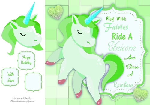 Play With Fairies Ride A Unicorn And Chase A Rainbow Green 8x8