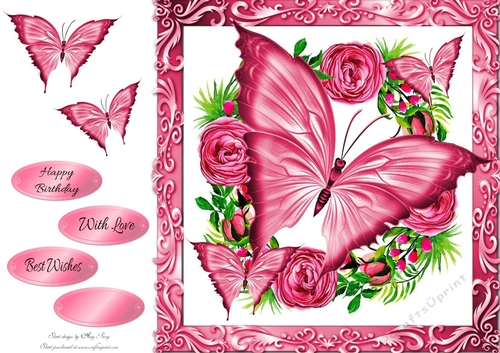Beautiful Pink Butterflies 8x8