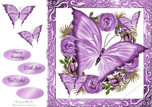 Beautiful Purple Butterflies 8x8