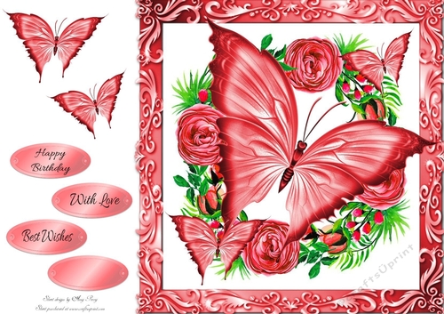 Beautiful Red Butterflies 8x8