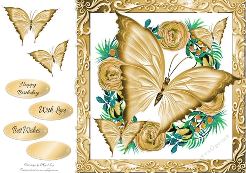 Beautiful Gold Butterflies 8x8