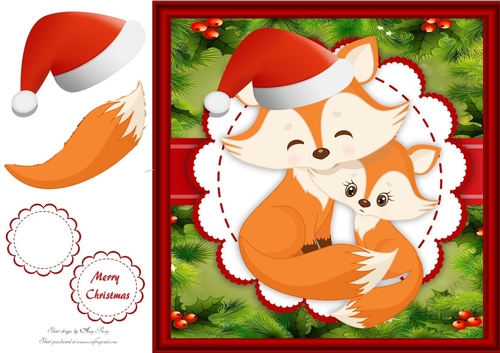 Gorgeous Christmas Foxes 8x8