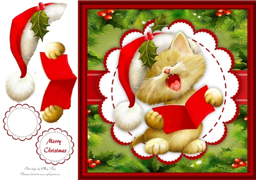 Gorgeous Christmas Singing Cat 8x8