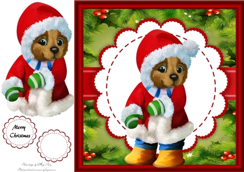 Gorgeous Christmas Bear In Santa Hat 8x8