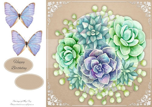 Beautiful Blue & Green Flowers 8x8