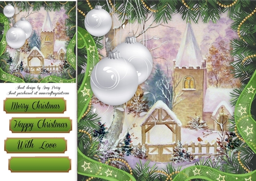 Beautiful Christmas Church 8x8 