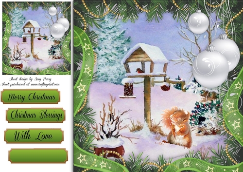 Beautiful Christmas Scene With Squirrel  8x8 