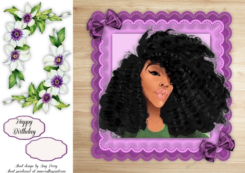 Beautiful Lady With Black Frizzy Hair 8x8