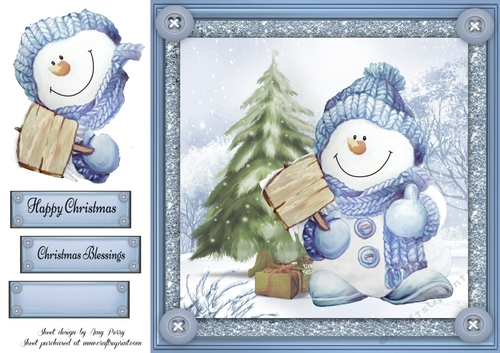 Gorgeous Snowman With Bobble Hat 2 8x8
