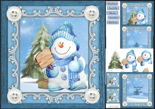 Gorgeous Snowman In Bobble Hat 8x8 Mini Kit 
