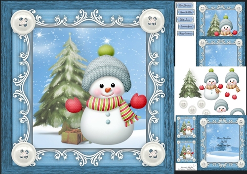 Gorgeous Snowman In Bobble Hat & Scarf 8x8 Mini Kit 