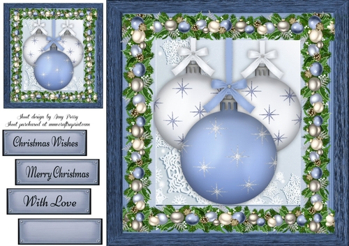 Gorgeous White And Blue Baubles 8x8