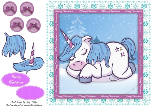 Gorgeous Christmas Unicorn 8x8