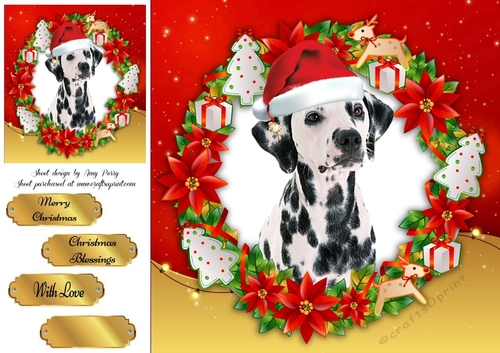 Gorgeous Dalmation In Santa Hat 8x8