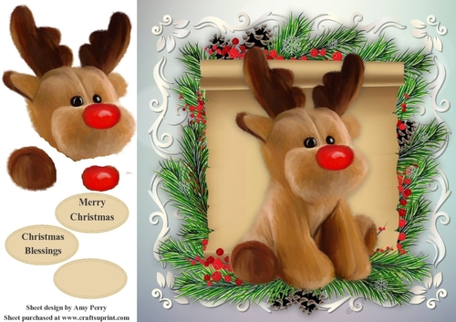 Gorgeous Christmas Reindeer Plush 8x8