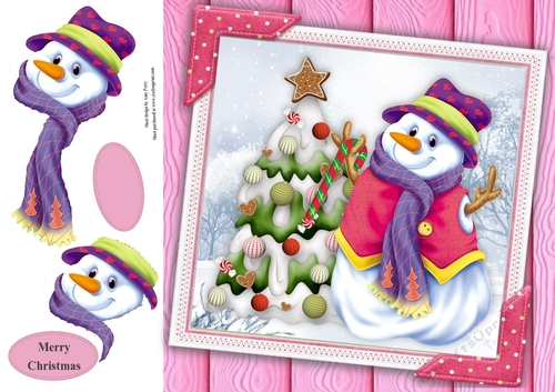 Gorgeous Snowman With Purple Scarf 8x8