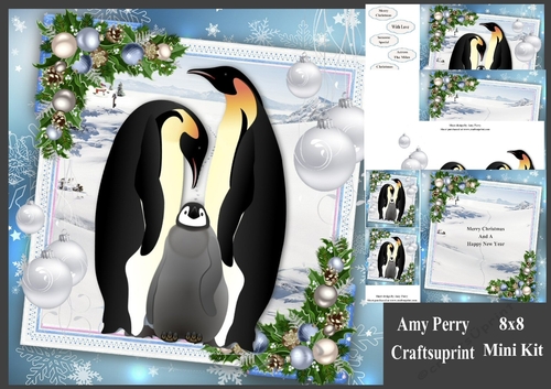 Gorgeous Penguin Family With Baubles 8x8 Mini Kit
