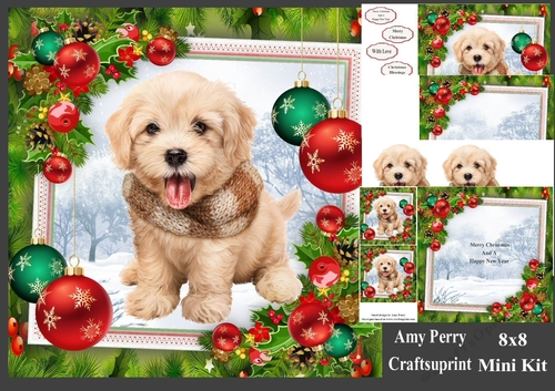 Gorgeous Puppy With Baubles 8x8 Mini Kit